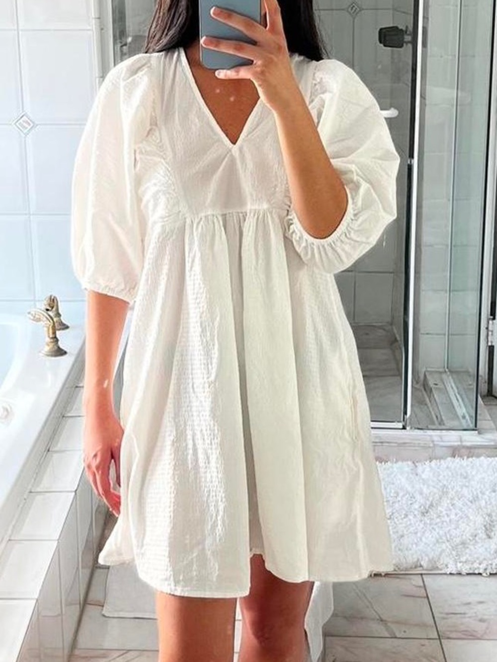 a new day | V-Neck Puff Sleeve Mini Dress